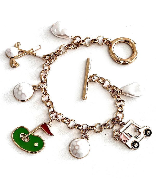 SPORT THEME MULTI CHARM TOGGLE BRACELET - GOLF - Wednesday Golf Club